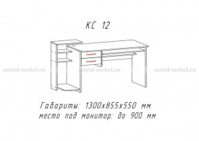 Компьютерный стол №12 (Анкор белый) в Половинке - polovinka.germes-mebel.ru | фото