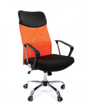 Кресло для руководителя CHAIRMAN 610 N (15-21 черный/сетка оранжевый) в Половинке - polovinka.germes-mebel.ru | фото