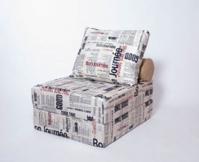 Кресло-кровать-пуф бескаркасное Прайм (Газета) в Половинке - polovinka.germes-mebel.ru | фото