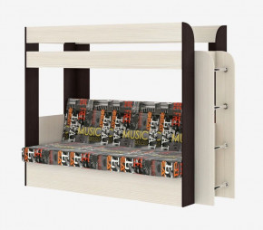 Кровать 2-х ярусная с диваном Карамель 75 (Музыка) Анкор светлый/Бодега темный в Половинке - polovinka.germes-mebel.ru | фото