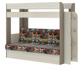Кровать 2-х ярусная с диваном Карамель 75 (Музыка) Ясень шимо светлый/темный в Половинке - polovinka.germes-mebel.ru | фото