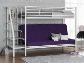 Кровать двухъярусная с диваном "Мадлен-3" (Белый/Фиолетовы) в Половинке - polovinka.germes-mebel.ru | фото