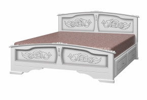 ЕЛЕНА Кровать из массива 1600 (Белый жемчуг) с 2-мя ящиками в Половинке - polovinka.germes-mebel.ru | фото